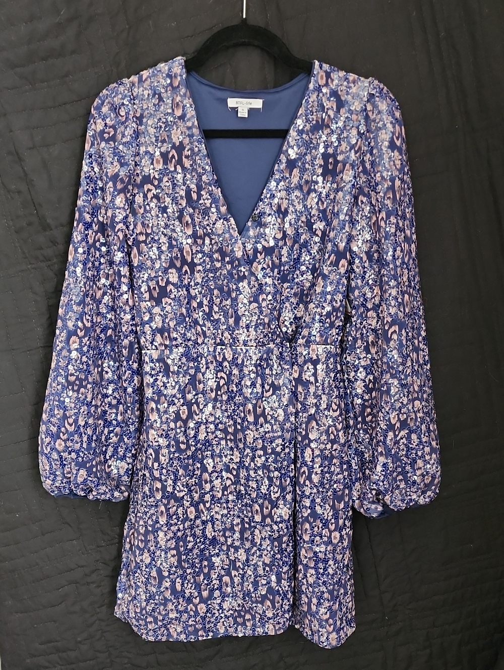 Petite Floral Wrap Dress - Blue/Pink